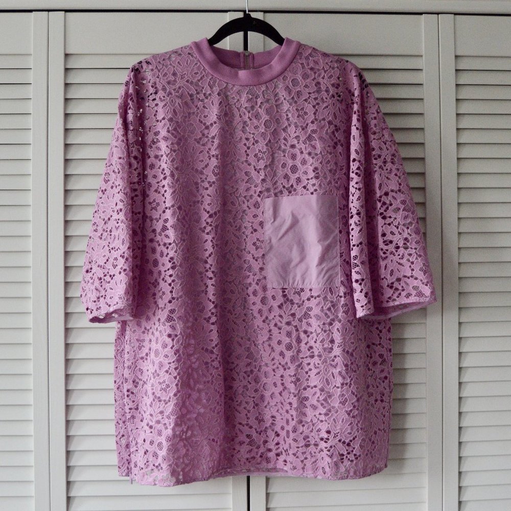 Tibi Floral Lace Tunic in Pink Lilac Size Large | Size Large